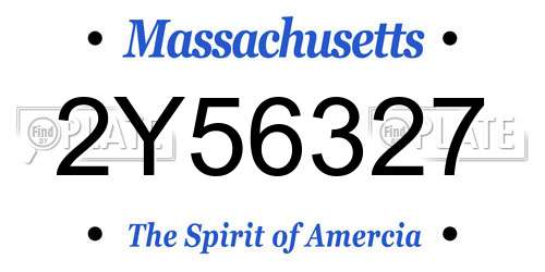 2Y56327 Massachusetts License Plate