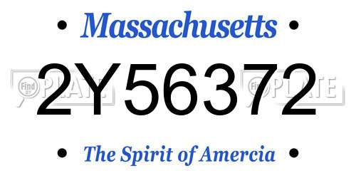 2Y56372 Massachusetts License Plate