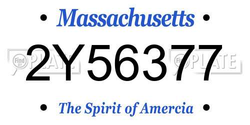 2Y56377 Massachusetts License Plate