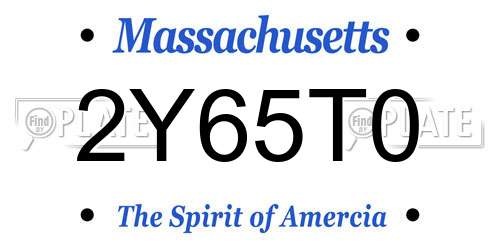 2Y65T0 Massachusetts License Plate