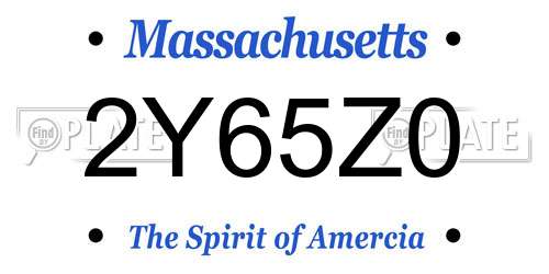 2Y65Z0 Massachusetts License Plate
