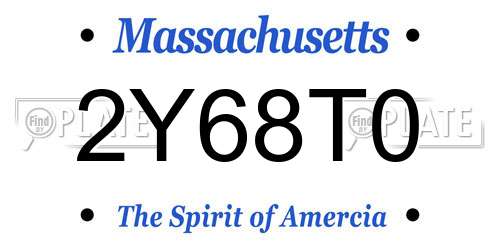 2Y68T0 Massachusetts License Plate