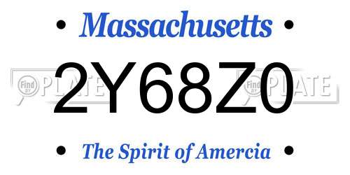 2Y68Z0 Massachusetts License Plate