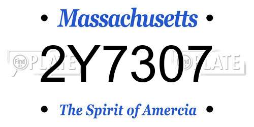 2Y7307 Massachusetts License Plate