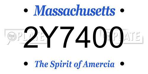 2Y7400 Massachusetts License Plate