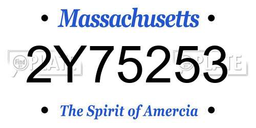 2Y75253 Massachusetts License Plate