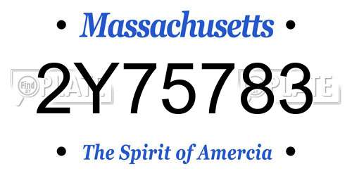 2Y75783 Massachusetts License Plate