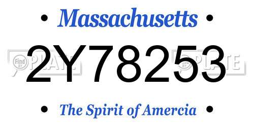 2Y78253 Massachusetts License Plate