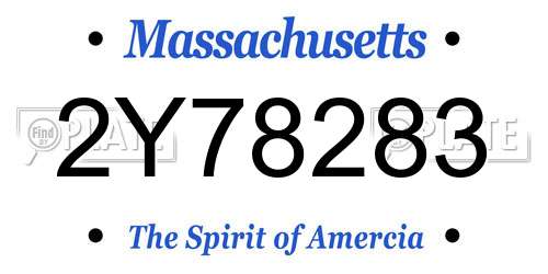 2Y78283 Massachusetts License Plate