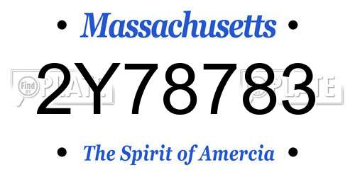 2Y78783 Massachusetts License Plate