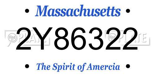 2Y86322 Massachusetts License Plate