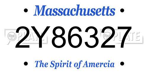 2Y86327 Massachusetts License Plate
