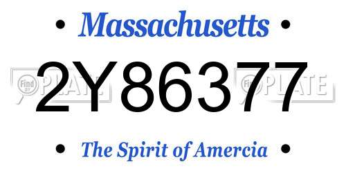 2Y86377 Massachusetts License Plate