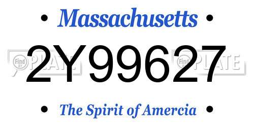 2Y99627 Massachusetts License Plate