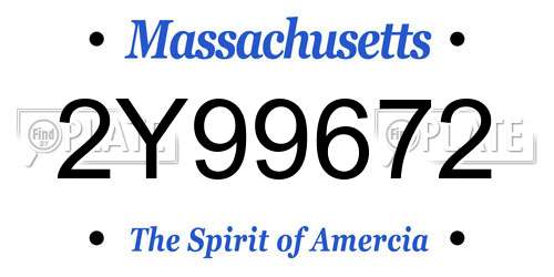 2Y99672 Massachusetts License Plate