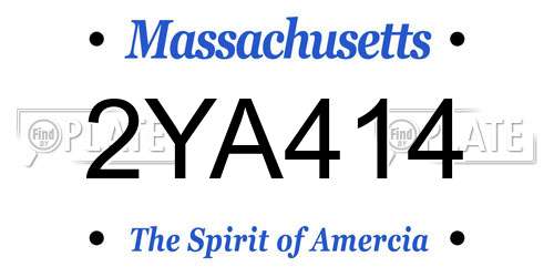 2YA414 Massachusetts License Plate