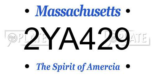 2YA429 Massachusetts License Plate