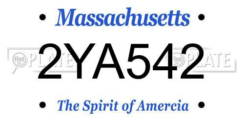 2YA542 Massachusetts License Plate