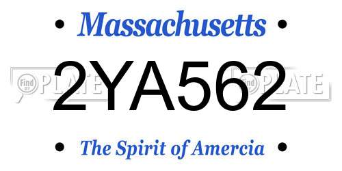 2YA562 Massachusetts License Plate