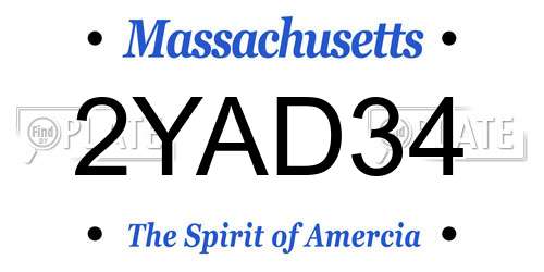 2YAD34 Massachusetts License Plate