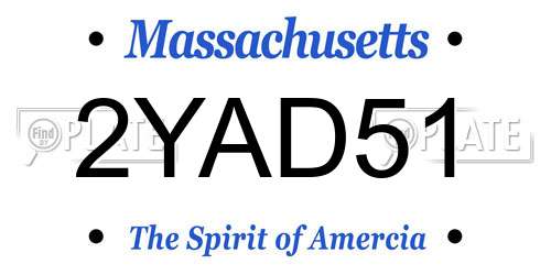 2YAD51 Massachusetts License Plate