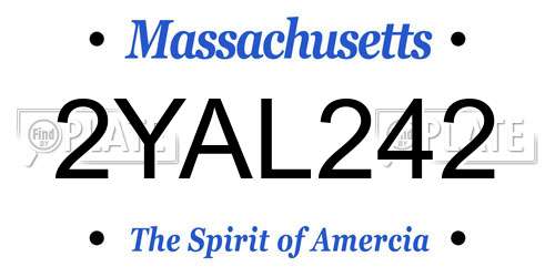 2YAL242 Massachusetts License Plate