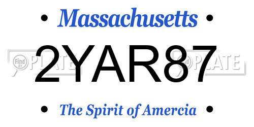 2YAR87 Massachusetts License Plate
