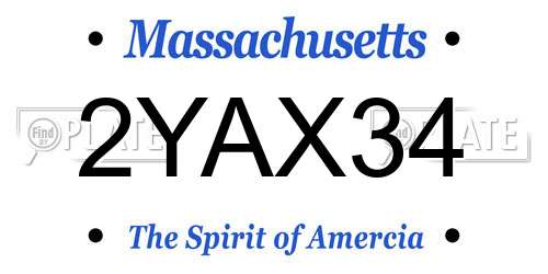 2YAX34 Massachusetts License Plate