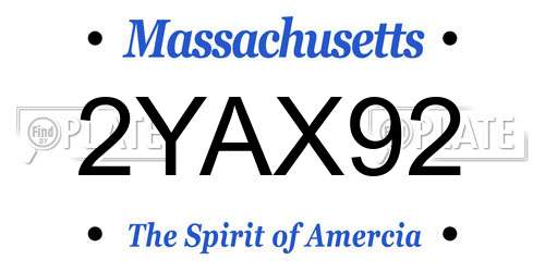 2YAX92 Massachusetts License Plate