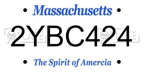 2YBC424 Massachusetts License Plate
