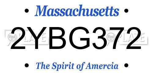 2YBG372 Massachusetts License Plate