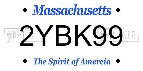 2YBK99 Massachusetts License Plate