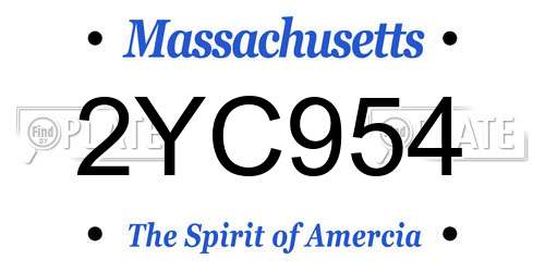 2YC954 Massachusetts License Plate