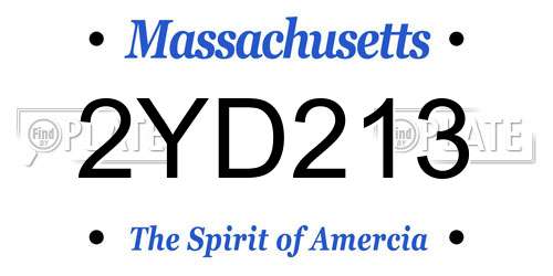 2YD213 Massachusetts License Plate