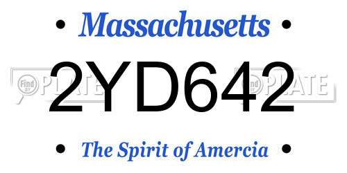 2YD642 Massachusetts License Plate