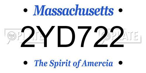 2YD722 Massachusetts License Plate