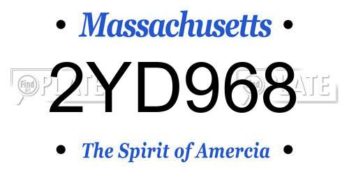 2YD968 Massachusetts License Plate