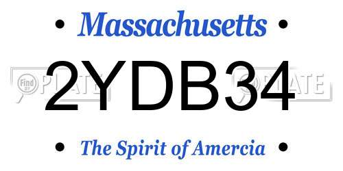 2YDB34 Massachusetts License Plate