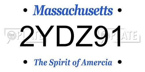 2YDZ91 Massachusetts License Plate