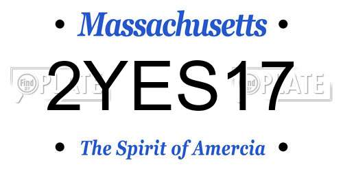2YES17 Massachusetts License Plate