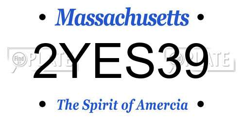 2YES39 Massachusetts License Plate