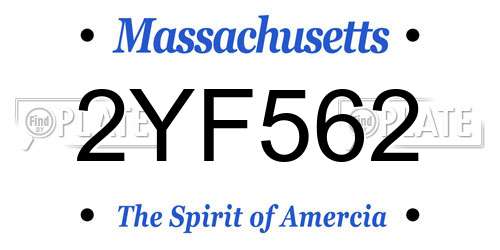 2YF562 Massachusetts License Plate