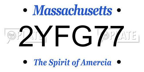 2YFG77 Massachusetts License Plate