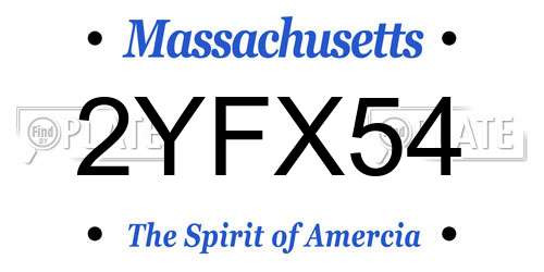 2YFX54 Massachusetts License Plate