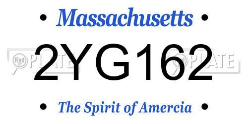 2YG162 Massachusetts License Plate