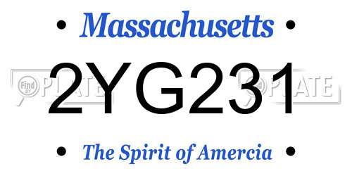 2YG231 Massachusetts License Plate