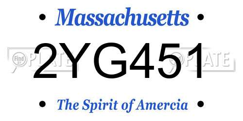 2YG451 Massachusetts License Plate