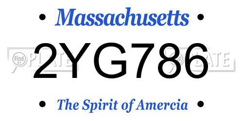 2YG786 Massachusetts License Plate