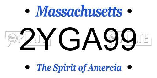 2YGA99 Massachusetts License Plate