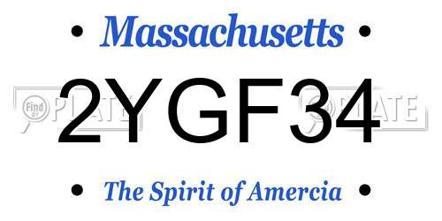 2YGF34 Massachusetts License Plate
